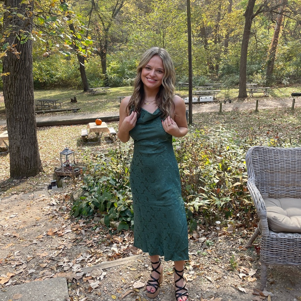 Green satin lulus dress